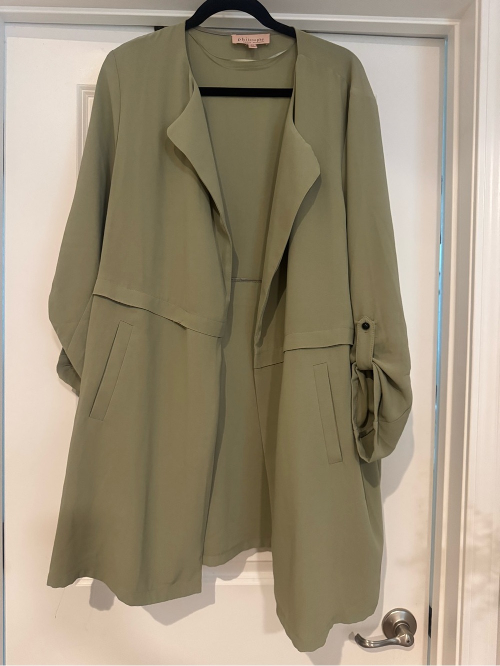Philosophy Sage Green Draped Open-Front Blazer
